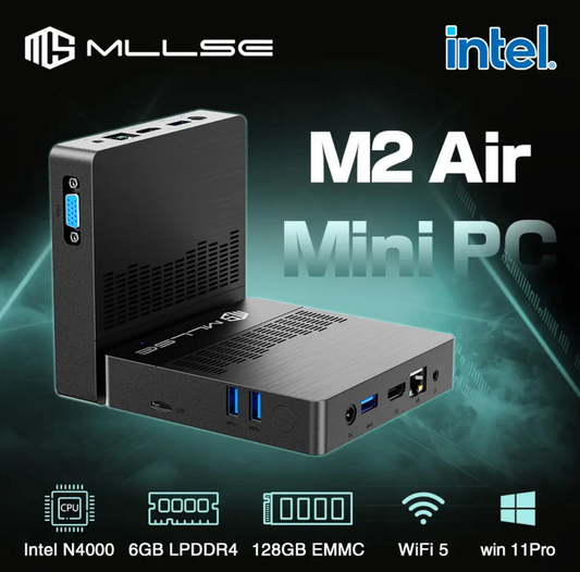 MLLSE Mini PC M2 Air Intel Gemini Lake N4000 Windows 11 6GB RAM 128GB