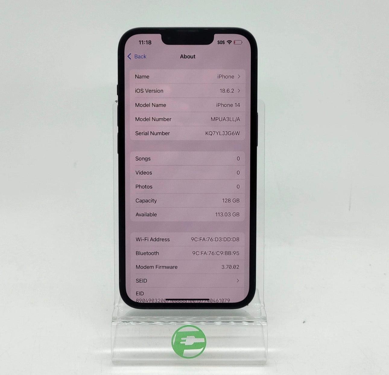 Unlocked Apple iPhone 14 128GB Midnight MPUA3LL/A (Used)