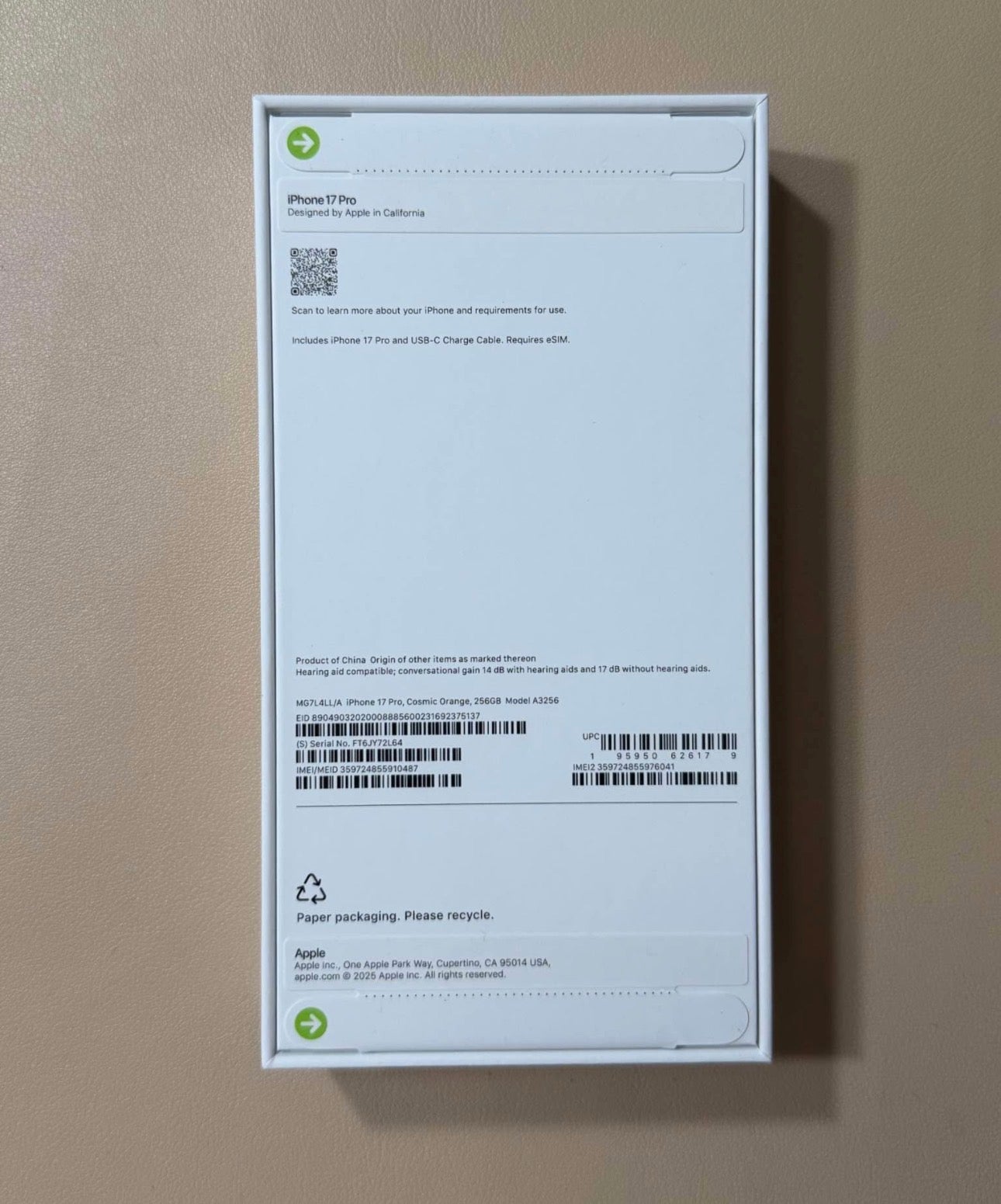 Apple iPhone 17 Pro 256GB Orange Unlocked New Sealed