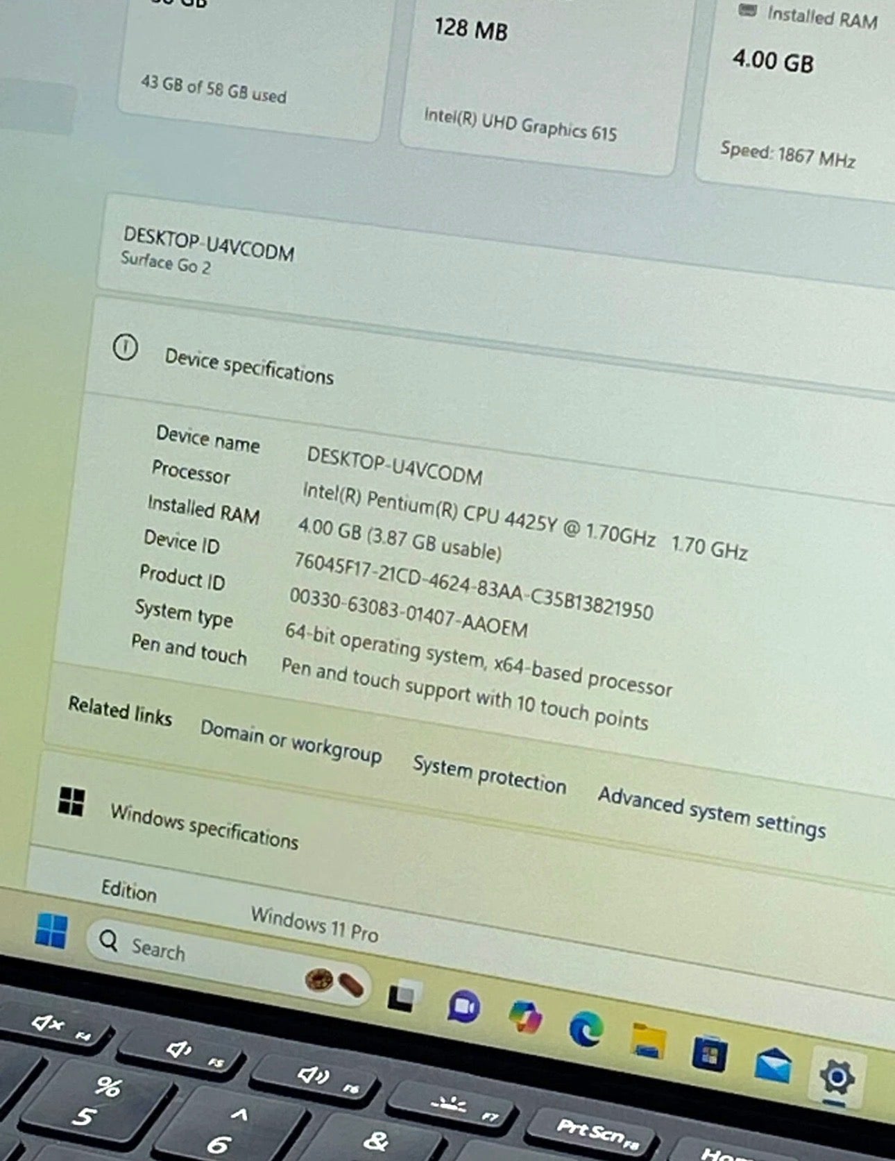 Microsoft Surface Go 2 10.5-inch Intel Pentium Gold 4GB RAM 64GB SSD (Used)