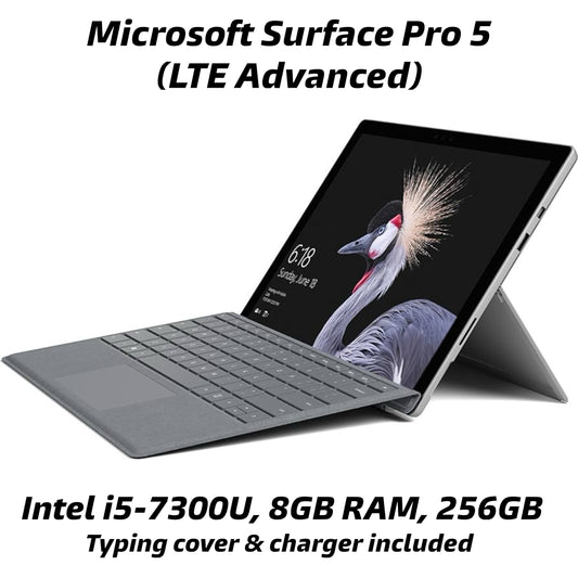 Microsoft Surface Pro 5 LTE (1807) 12.3 inch - Intel i5-7300U, 8GB RAM, 256GB SSD (used)